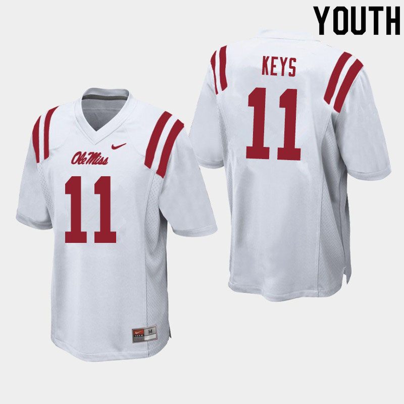 Austin Keys Ole Miss Rebels NCAA Youth White #11 Stitched Limited College Football Jersey RQI1658WU